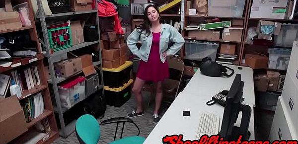  Teen shoplifter deepthroating mall cops dick